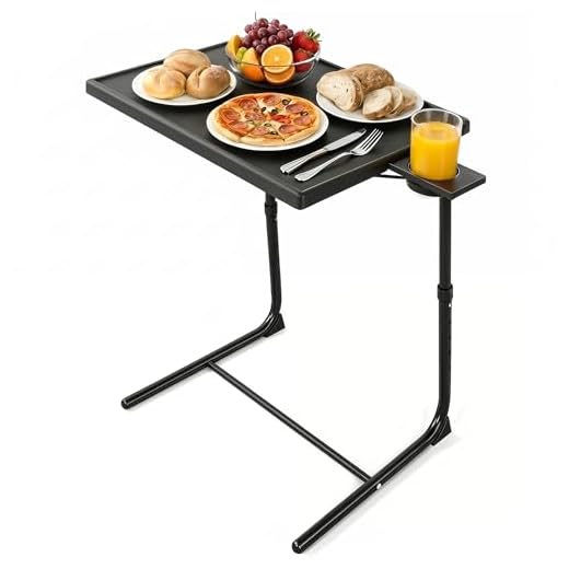 LORYERGO TV Tray - TV Table, Folding Table Trays, w/6 Height & 3 Tilt Angle, w/Cup Holder, Dinner Tray for Eating on Couch, Laptop, Bed & Couch