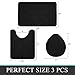 Pauwer Bathroom Rug Sets - 3 Piece with Toilet Cover, Non Slip Bath Mats, U-Shaped Toilet Mat, Absorbent Bath Mat Set, Machine Washable Bath Rugs, Dark Grey