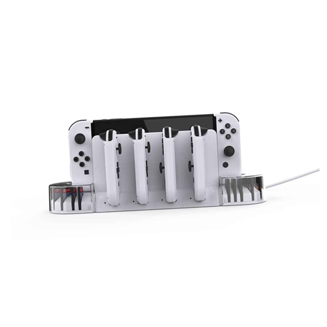 1set Dock Di Ricarica Con Ventola Di Raffreddamento Per Switch Oled Stazione Di Carica Per Controller Joy- Supporto Per Schede Di Gioco e Copertura Trasparente Design Shaped