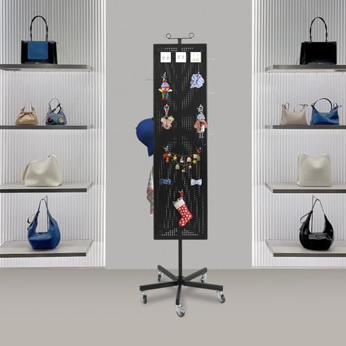 image for Eapmic Rotating Pegboard Display Stand with 20 Hooks, 3-Sided Metal Sp