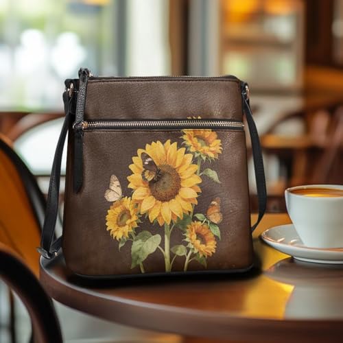Image of Leather Purses for Women, Leather Hobo Bags for Women Travel Sling Purse Triple Zippered Pockets Shoulder Bag