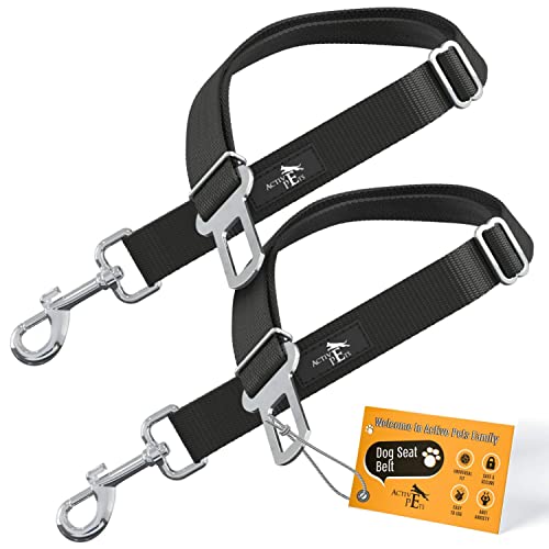 Image of Active Pets Dog Car Harness - Dog Seatbelts for Cars, Trucks, Travel - Tether Belt for Small & Large Dogs (Black, 2 Pack)