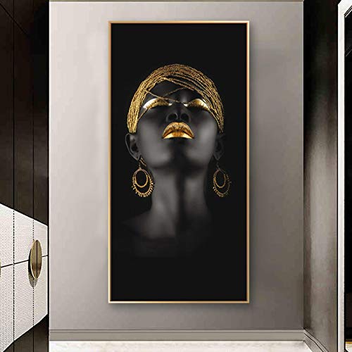 Toile peinture femme africaine célébration de la beauté noire pour décoration intérieure