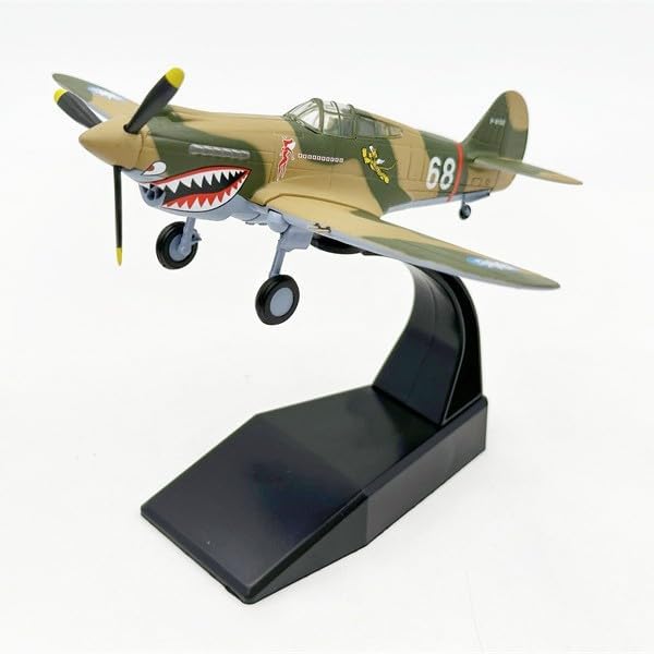 1:72 P-40 Fighter Jet Model, World War II Flying Tigers No.68 Aircraft, Vintage Military Airplane, Metal Diecast Display Ornament, Collection and Gift.