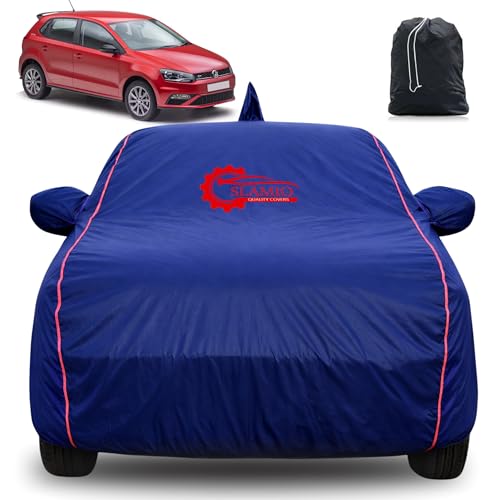Image of 100% Waterproof Car Cover for Volkswagen Polo GT | All-Weather, Dustproof & UV Protection | Heavy-Duty 3-Layer Fabric | Custom Fit with Mirror & Antenna Pocket | Navy Blue