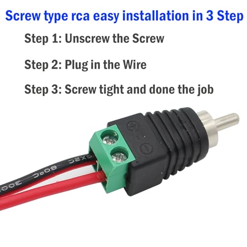 Phono RCA Screws Male Female Plug to AV Screw Terminal Audio/Video Connector Adapter (10 Male +10 Female Connector)