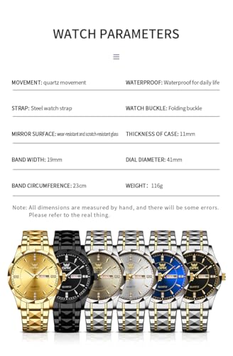 Image of OPK Watches for Men Diamond Roman Analog Mens Watches Waterproof Large Stainless Steel Men Wrist Watch Business Father Gift Watch Blue
