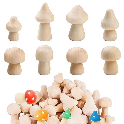 Lot De 23 Champignons En Bois Brut Naturel Non Peint - 7 Tailles Pour DIY, Déco Maison & Loisirs Créatifs