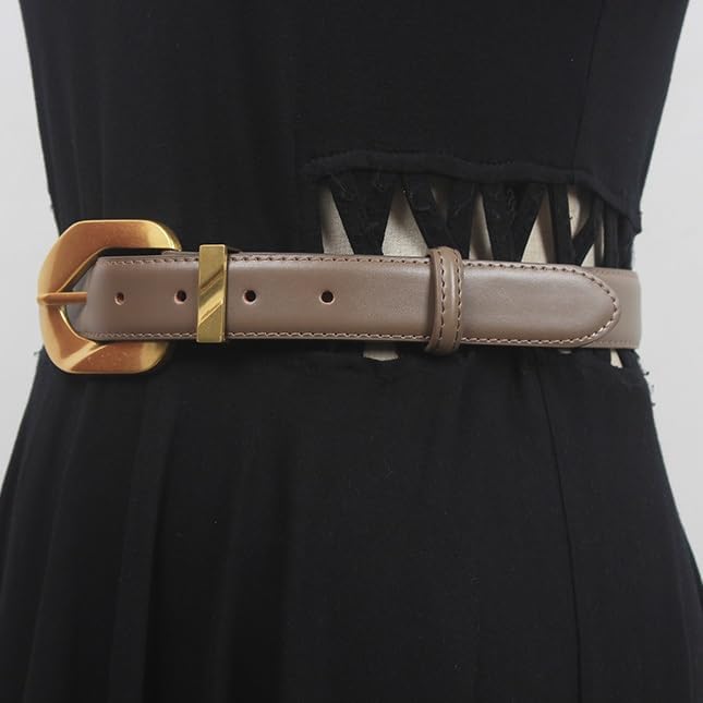 Metal buckle leather leather leather belt with belt and coat4