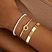 Gokeey Gold Tennis Bracelets for Women Trendy Daint 14K Gold Plated Bangle Cuff Bracelet Forever Love Knot Infinity Bracelet Stackable Cute Cubic Zirconia Link Chain Bracelets Set for Jewelry Gifts