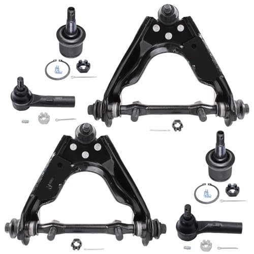 Image of Detroit Axle - 4x4 Front Upper Control Arms Kit for 2000-2004 Dodge Dakota, 2000-2003 Durango, 2 Upper Control Arms w /Ball Joints, 2 Lower Ball Joints, 2 Outer Tie Rods, 2001 2002 Replacement