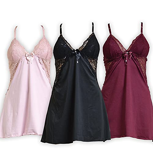 Kit 3 Camisolas Microfibra Renda Luxo Sensual Lindos Top Ful Tamanho:G 40/42;Cor:Preto