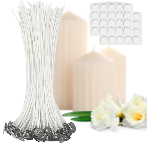 200 Mechas para Velas de Algodón 10 Pulgadas con Pegatinas