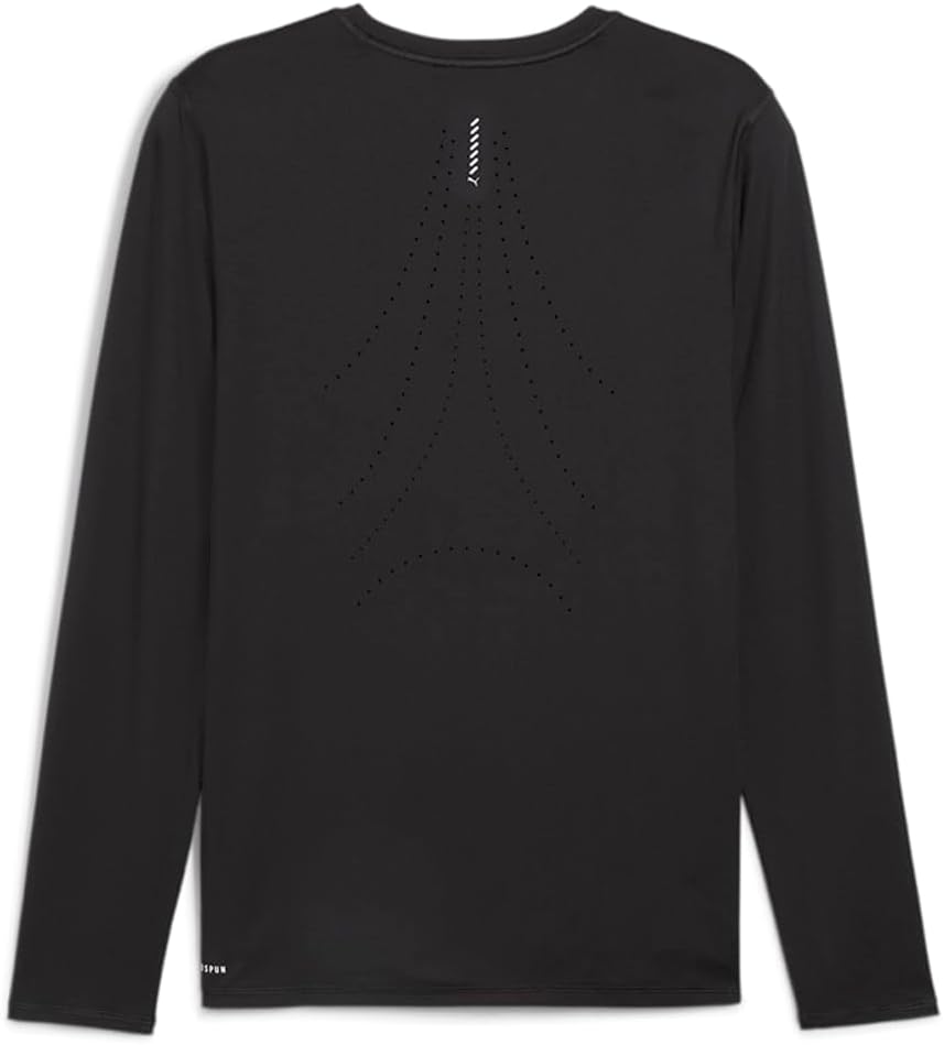PUMA Mens Run Cloudspun Crew Neck Long Sleeve Athletic Casual Tops Casual Breathable - Black - Size M