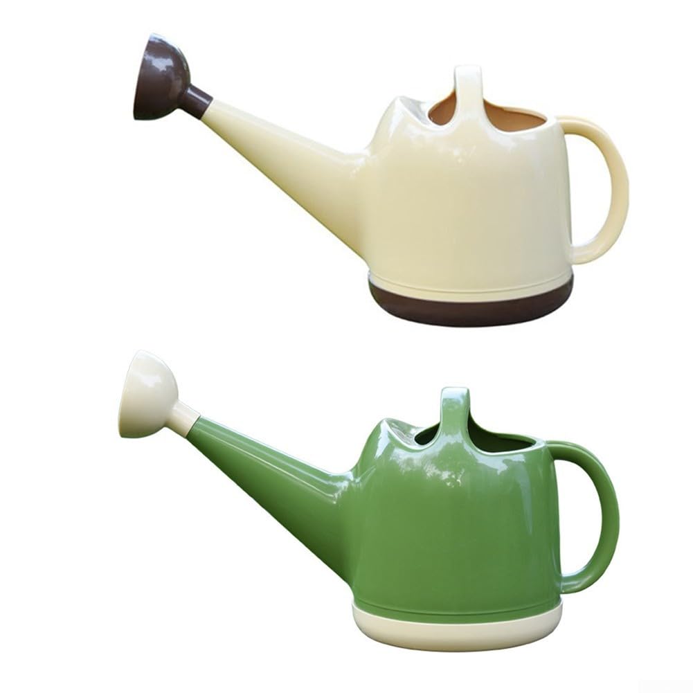 Annaffiatoio da 4 l, in plastica, con beccuccio lungo, con testa di spruzzo staccabile per un flusso preciso, per bambini e uso domestico in giardino in beige o verde (verde chiaro 4L)