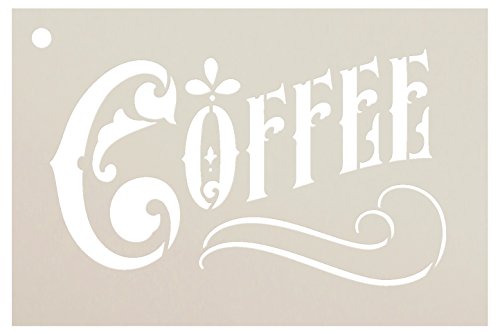 Coffee Stencil By Studior12 | Victorian Decorative Word Art Reusable Mylar Template | Painting, Chalk, Mixed Media | Use For Journaling, Home Decor - Stcl837_1 (6" X 4") #TOP25