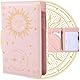 CREATCABIN Rosa Serverbücher Serverbuch Aus PU Leder Mit Reißverschluss Und Tasche Sonne Mond Schreibgerät Kellner Klemmbretter Booklet Organizer Für Restaurants Cafés Bars Ticket Und Quittungshalter