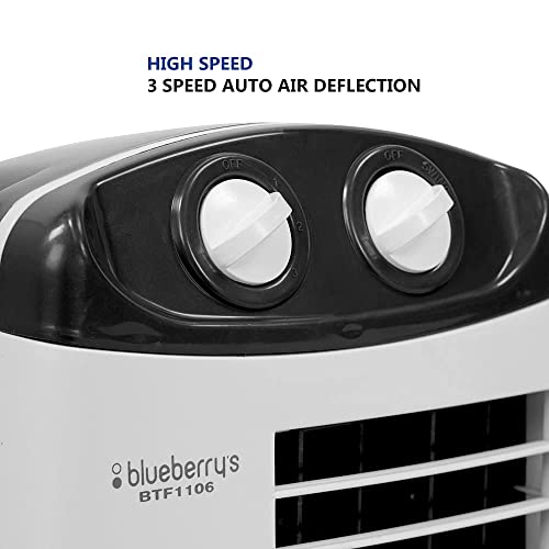 Image of Blueberry's 𝗧𝗼𝘄𝗲𝗿 𝗙𝗮𝗻 - with powerful air throw, 25-Feet Air Delivery, Low Power Consumption, 4-way Air flow and Anti-Rust Body, High Speed Tower fan for home and office, 1-Year Warranty (Eco)