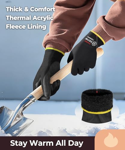 Image of KAYGO Winter Work Gloves Thermal Insulated, PU Coated,12 Pairs, KG11W | Excellent Grip, Breathable & Lightweight, 13-Gauge Seamless Knit, For Freezer Work, Cold Storage, Winter Outdoor Jobs
