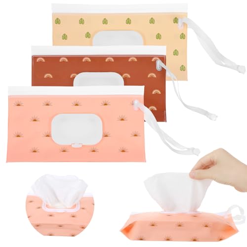 Lot de 3 boîtes à lingettes humides pour les déplacements - Fermeture à clic - Distributeur de...