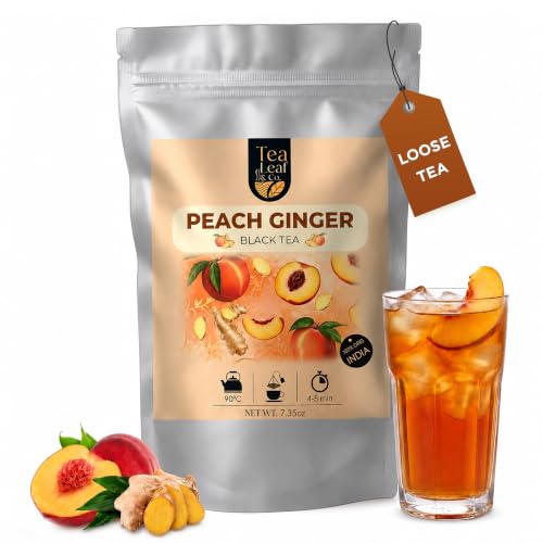Image of Peach Ginger Black Tea Loose Leaf (200 gm /7 oz), Makes Upto 100 Servings
