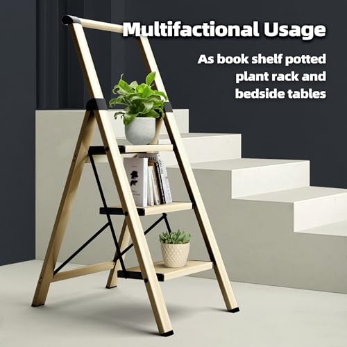 Hillhutapex 3 Step Foldable Aluminum Step Ladder With Handgrip thumb #3