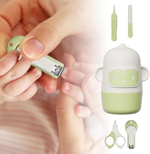 Image of Henrycares 4-in-1 Baby Nail Care Kit - Easy to Grip Safe Nail Clippers, Scissors, File & Tweezers with Cute Storage Case for Newborns & Infants