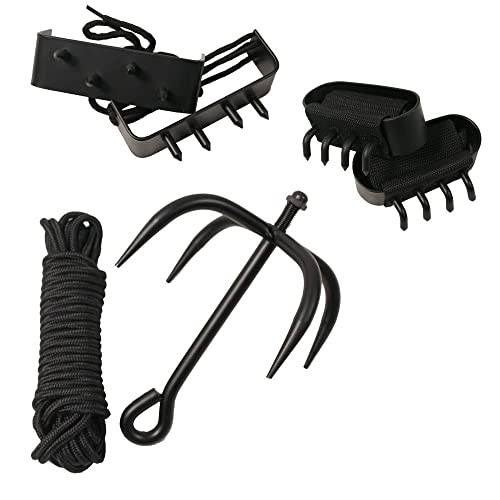 Ace Martial Arts Supply Ninja Grappling Hook, Hand Spike, Foot Spike, Ninja Belt, Tabi Sock, and Combo Set (Hook Hand and Foot Combo)