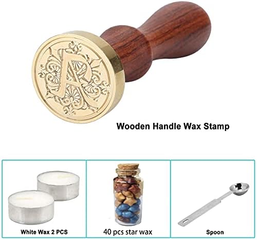 DARENYI Wax Seal Stamp Kit, Vintage Adhesive Wax Seal Stamp Set with Stick Spoon Candle Gift Box Set for Cards Envelopes, Invitations, Wine Packages