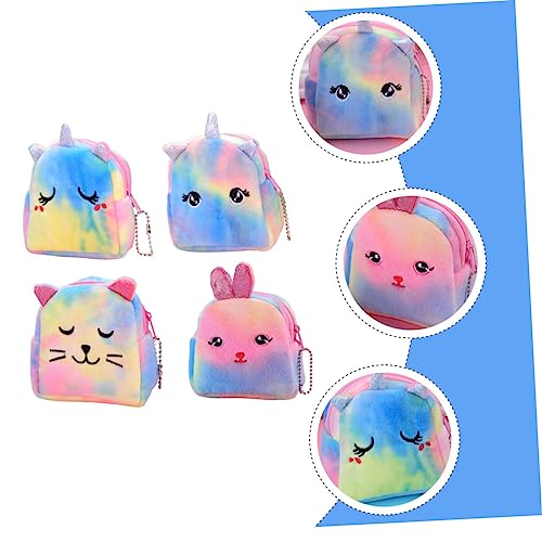 4Pcs Unicorn Shaped Plush Coin Purses Mini Change Bags Soft Animal Design for Gift Wear Resistant Cute Storage Pouch3