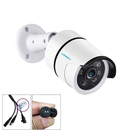 LONNKY Full HD 1080P Outdoor Security Bullet Camera,Waterproof Outdoor/Indoor Camera with IR Cut 3.6mm Lens Wide Angle,Motion Detection and Clear Night Vision Function,Not Included Cable,Black