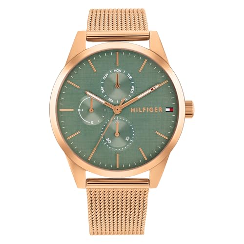 Tommy Hilfiger Camille Quartz Analog with Green Dial Rose Gold Stainless Steel Strap Watch for Women – TH1782770W