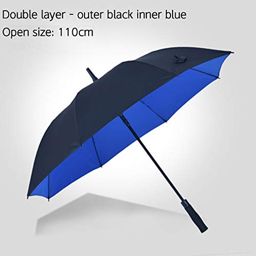 HEIFEN Paraguas Mango Largo Hombres y Mujeres 43.3 Pulgadas / 110 cm Gran Aumento Recto vástago Refuerzo Windproof Business