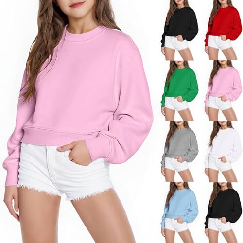 Girls Boys Drop Shoulder Crewneck Sweatshirt Lantern Long Sleeve Loose T-Shirts Kids Casual Solid Tee Tops for 5-15 Years2