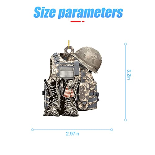 Moioee Car Rear View Mirror Hanging Ornament, Personalized Army Backpack Boost Decor, Military American Soldier Christmas Ornament Gift, Car Interior Rearview Pendant Accessories (Style E) #TOP1