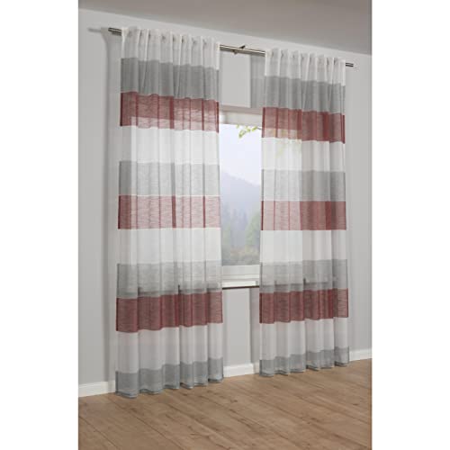 Gardinia Curtain with Concealed Tabs and Curtain Tape, Opaque, Translucent, Curtain Etamine, Red, 140 x 245 cm - Image 2