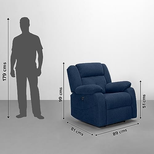 Image of Sleepyhead RX7 Designed by Duroflex - Motorized Single Seater Fabric Recliner Chair with Rocking & 360 Swivel |3 Position Easy Recline |Plush Cushion Sofa for Living Room - Berry Blue