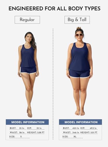 Image of Aleumdr Womens Athletic 3 Piece Tankini Swimsuits with Shorts Swim Tank Tops with Sports Bra and Boyshorts Bathing Suits