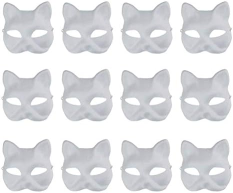 Vankcp White Mask,12 Pcs Halloween Mask White DIY Mask,Plain Mask White Mask Paper Full Face Opera Masquerade Mask