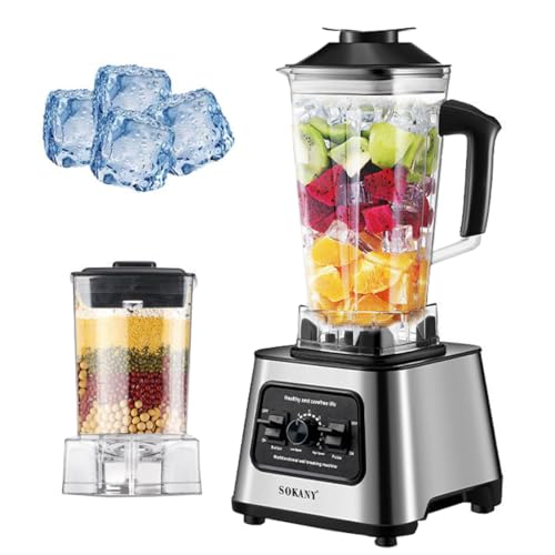 SOKANY SK-999 Standmixer 2-in-1 6000W Hochleistungsmixer 15 Geschwindigkeitsstufe [ 2,5L Standmixer...