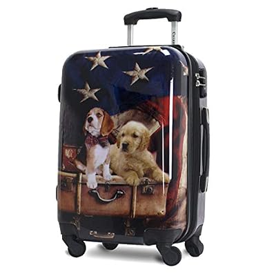 Chariot Dog Lovers Freedom Pups 20-Inch Carry-On Hardside Polycarbonate Expandable Spinner Luggage with TSA Lock