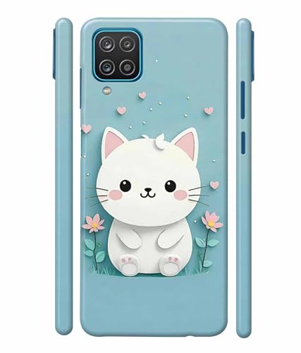 Image of Printed Hard Back Case Cover & Compatible for Samsung Galaxy M12 / Samsung F12 / Samsung A12 | Cat Vector Painting (Multicolor) - D1192