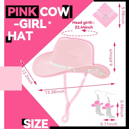 Image of SHENYI Cowgirl Hat and Bandana and Heart Sunglasses Glitter Rhinestone Star Cowboy Hat Western Sparkly Hats for Women Men