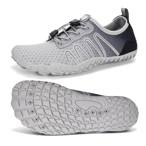 Image of Hike Barefoot Water Shoes for Women Men Footwear, Quick Dry Wide Toe Box Pro Beach Swim Athletic Sports Shoes, Non-Slip Lightweight Aqua Shoe for Pool Hiking Walking Kayaking Diving Surfing
