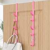 Over The Door Hooks, Metal Door Hooks for Hanging, Over The Door Purse Organizer for Door Coat Hanger, Back of Shower for Hanging Towel Rack Clothes, Hat, Bathroom, Closet (Pink-2Packs)