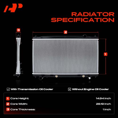 A-Premium Engine Coolant Radiator Assembly with Transmission Oil Cooler Compatible with Infiniti Q50 2014 2015 2016 2017 2018, 3.5L 3.7L V6 Engine, Replace# 214104GA5A, 214604GB5A by A-Premium - Image 3