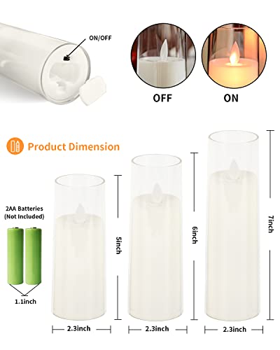 kakoya Flickering Flameless Candles Battery Operated with Remote and 2/4/6/8 H Timer Plexiglass Led Pillar Candles Pack of 9 (D2.2"xH 5"6"7")with Realistic Moving Wick Candles for Home Decor(White)