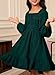 blibean Girls Fall Tie Back Dress Tween Long Sleeve Wedding Guest Dresses Big Kids Boho Formal Christmas Outfits Teen Flower Holiday Clothes Size 8-9 Years Old Deep Green