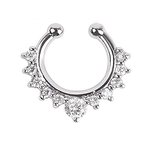 Image of RUVEE Nose & Ear Clip Titanium Plated Pin Non Pierced Just Press for Women & Girls Septum Ring