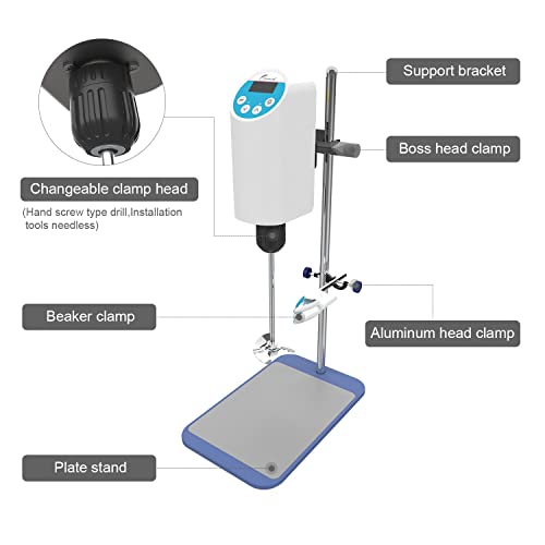 Joanlab Digital Overhead Stirrer Mixer Electric Laboratory Industrial Liquid Mixer Stirring 10,000Mpa.s,10L,100-2000Rpm Adjustable #TOP3